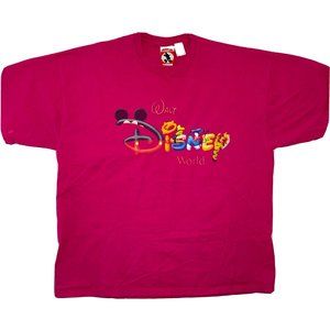 Vintage Walt Disney World Adult XL Pink Graphic T Shirt USA Pooh Mickey Tigger